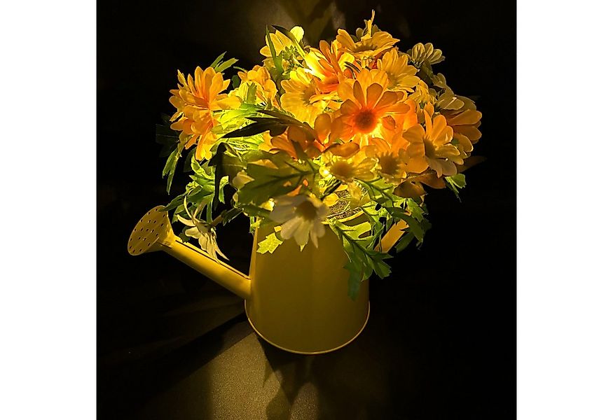 Kunstpflanze Deko Gießkanne mit künstlichen Blumen, LED Lichterkette & Time günstig online kaufen
