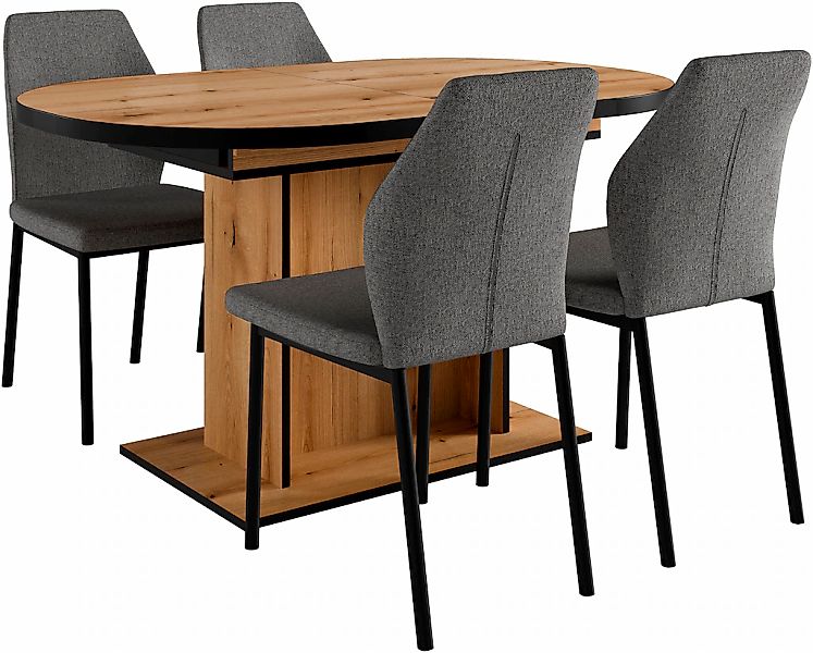 OTTO home Essgruppe "Basel, Tischgruppe mit Ausziehtisch", (Set, 5 tlg.), B günstig online kaufen