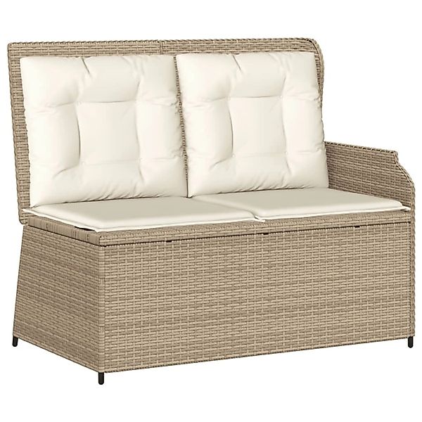 furnicato Gartenbank Verstellbar mit Kissen Beige Poly Rattan günstig online kaufen