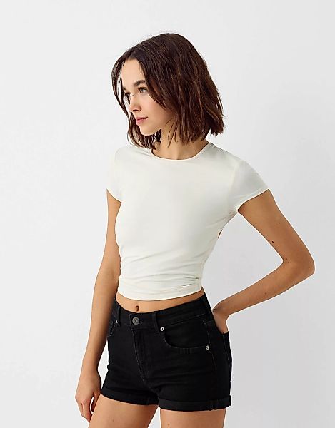 Bershka Jeansshorts Mit Roll-Up Damen 42 Schwarz günstig online kaufen