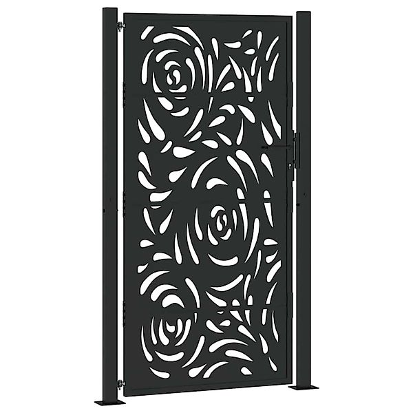 vidaXL Gartentor Schwarz 105 x 180 cm Stahl Flammendesign 4100992 günstig online kaufen