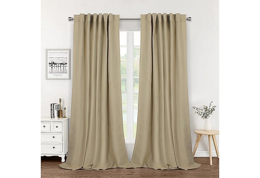 Jibenhome Gardine 100% Blickdichte Leinenoptik Vorhänge Thermovorhang Kälte günstig online kaufen