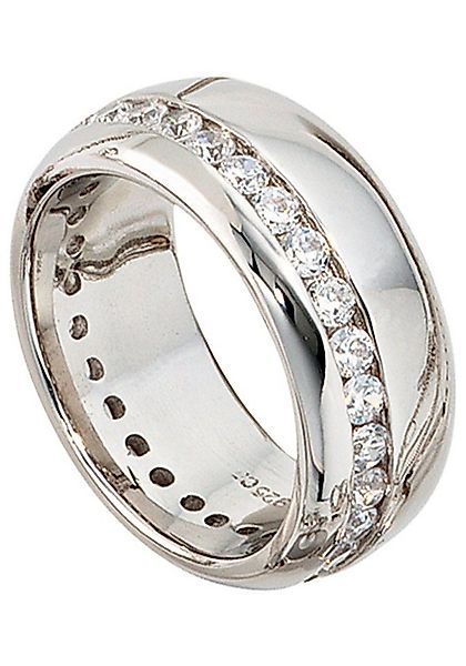 JOBO Silberring, breit 925 Silber mit Zirkonia rundum günstig online kaufen