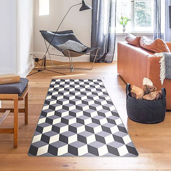 Teppich Geometrischer Fliesenmix Würfel Violett günstig online kaufen