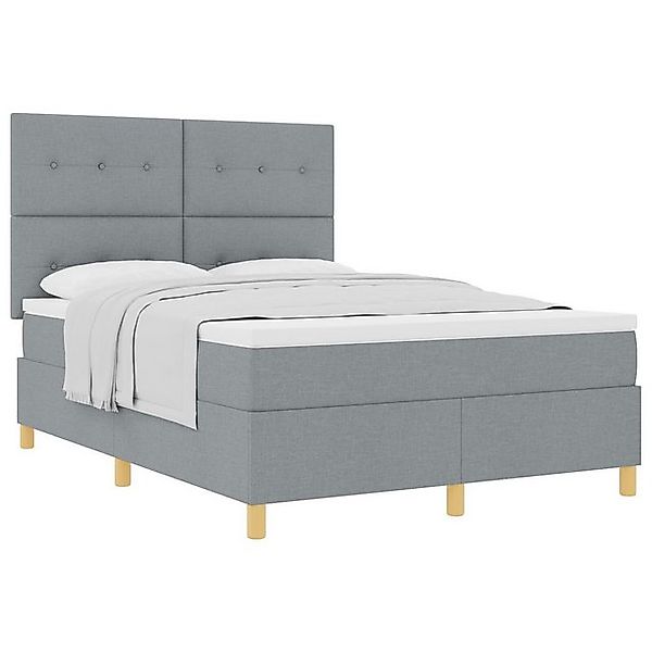 vidaXL Bett Boxspringbett mit Matratze Hellgrau 140x190 cm Stoff (1-tlg) günstig online kaufen