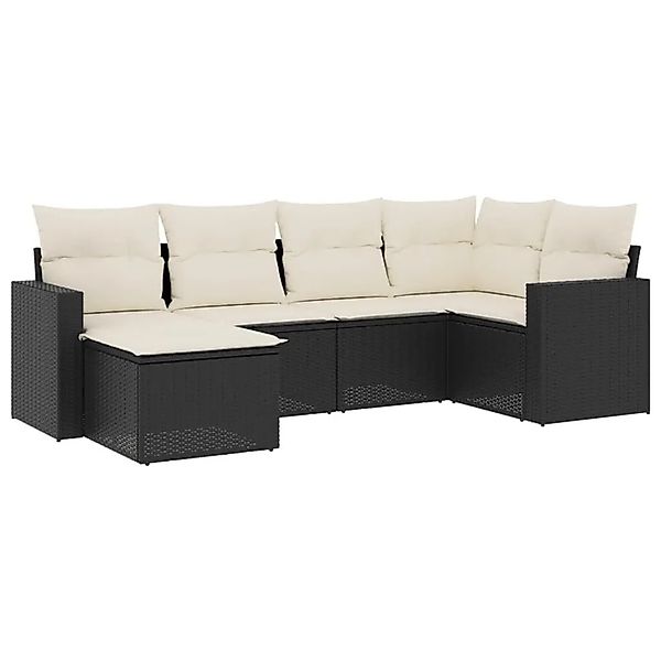 vidaXL 6-Tlg Garten-Sofagarnitur mit Kissen Schwarz Poly Rattan 3251593 günstig online kaufen