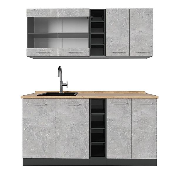 Vicco Küchenzeile R-Line, Beton/Anthrazit, 160 cm günstig online kaufen