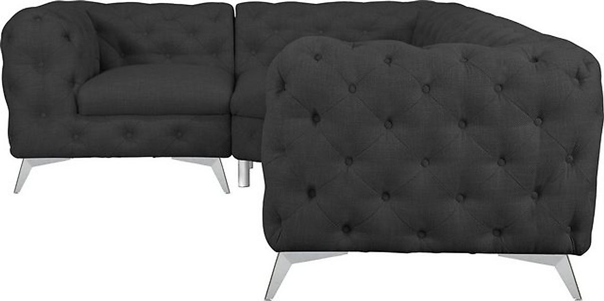 Leonique Chesterfield-Sofa "Ecksofa GLYNIS L-Form mit Wellenunterfederung, günstig online kaufen