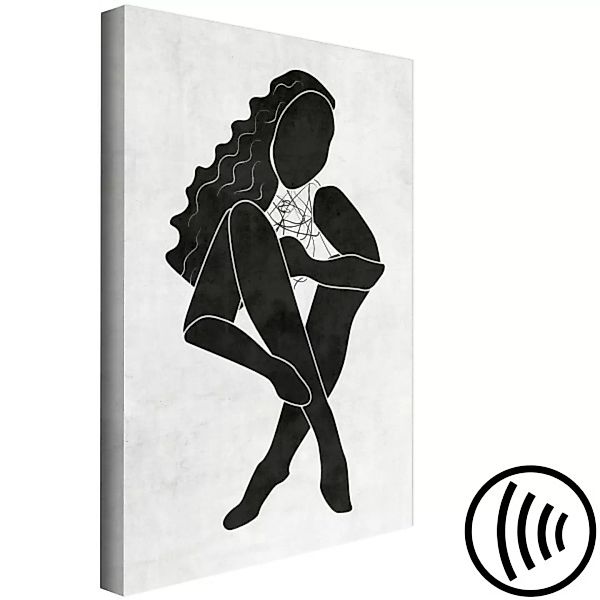 Wandbild Sitzende Figur einer Frau - schwarz-weiße Silhouette einer Frau XX günstig online kaufen