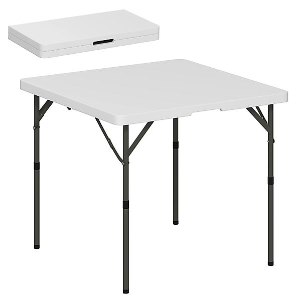 Outsunny Campingtisch Kunststoff Metall Weiß 86L x 86B x 74H cm günstig online kaufen