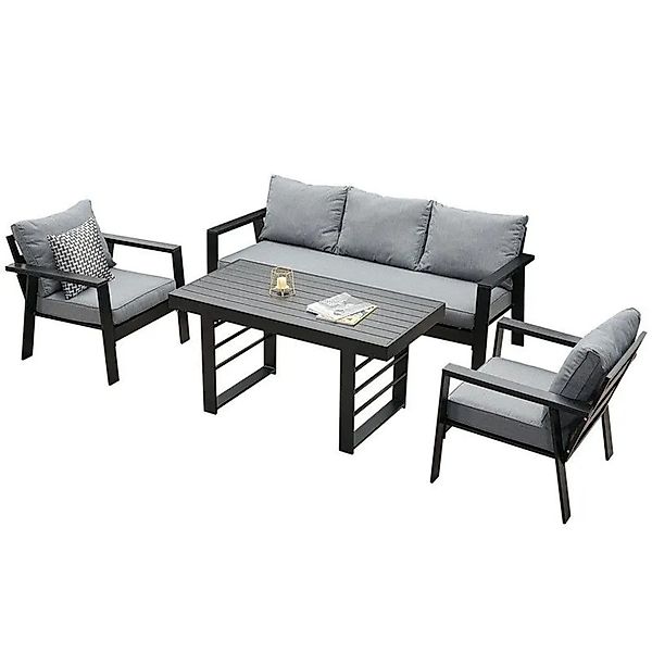 MeXo Aluminium Dining Lounge Outdoor mit Esstisch für 5 Personen Schwarz günstig online kaufen
