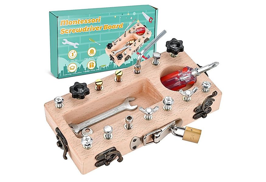 CLTYQ Lernspielzeug Montessori Spielzeug Holz Schraubbrett, Busy Board Holz günstig online kaufen