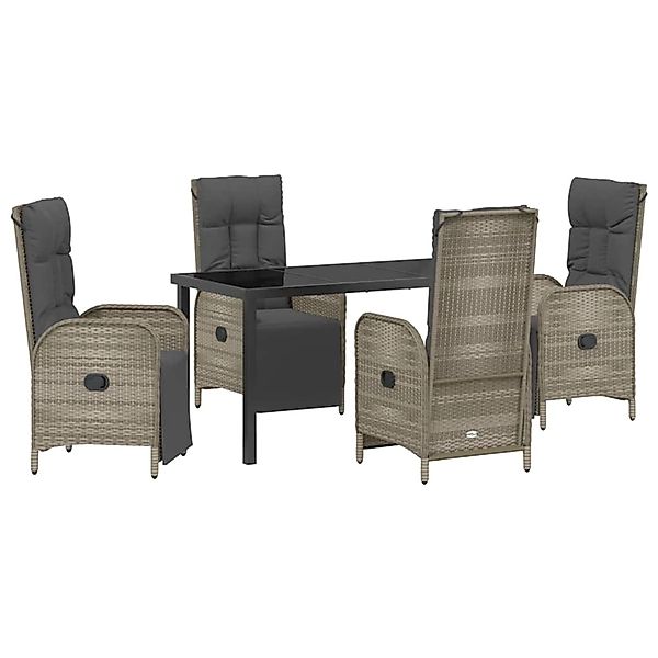 vidaXL Garten Essgruppe mit Kissen 5-Tlg Grau Poly Rattan 3380136 günstig online kaufen