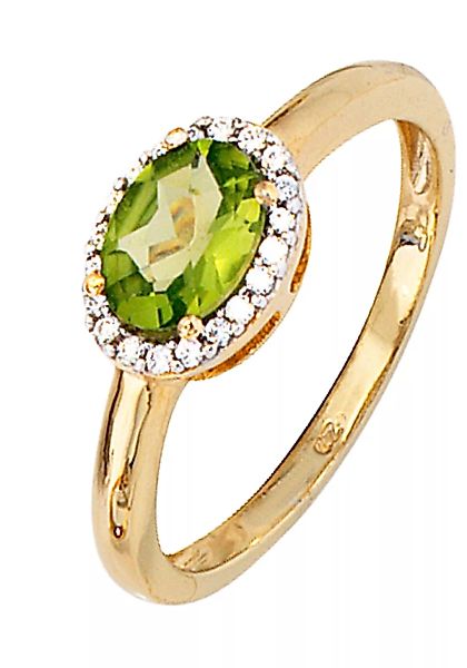 JOBO Diamantring, 585 Gold bicolor mit 20 Diamanten und Peridot günstig online kaufen