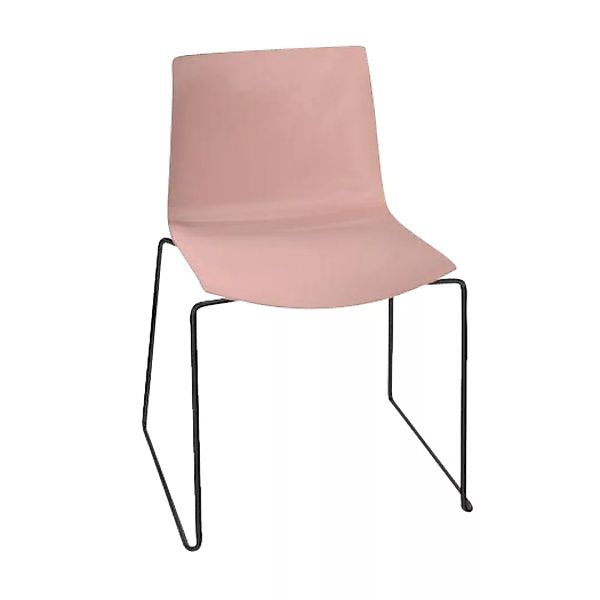 Arper - Catifa 46 0278 Stuhl einfarbig Kufe schwarz - rosé/Außenschale glän günstig online kaufen