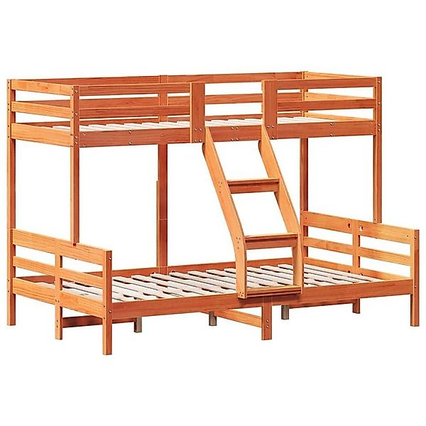 vidaXL Bett Etagenbett 80x200/120x200 cm Wachsbraun Massivholz Kiefer günstig online kaufen