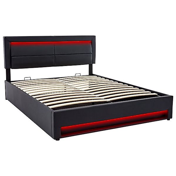 Gotagee Polsterbett Einzelbett Flachbett mit USB Anschluss LED Stauraumbett günstig online kaufen