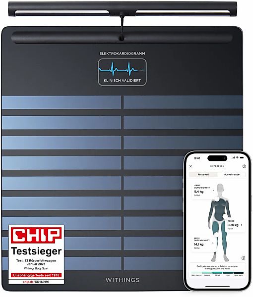 Withings Personenwaage »Body Scan« mit integriertem 6-Kanal-Elektrokardiogr günstig online kaufen