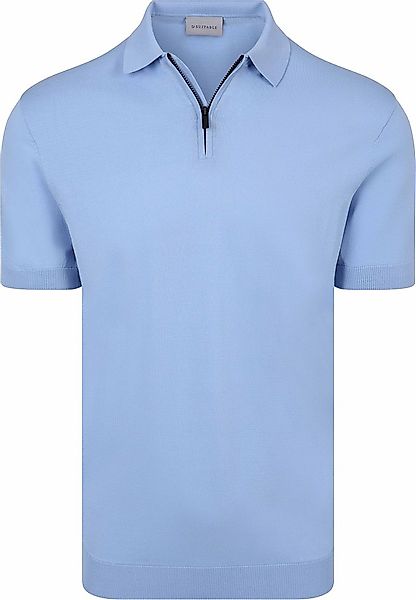 Suitable Knitted Half Zip Poloshirt Dan Hellblau - Größe S günstig online kaufen
