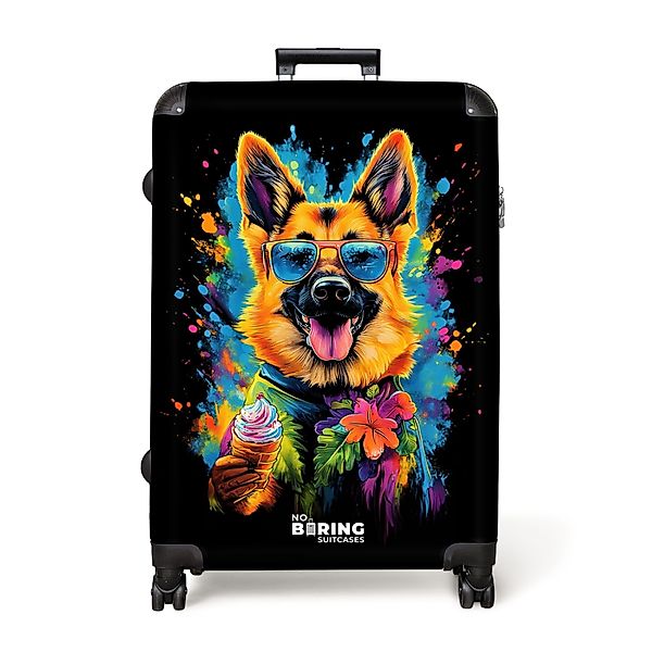 NoBoringSuitcases.com© Hartschalen-Trolley Sommerhund mit buntem Graffiti günstig online kaufen