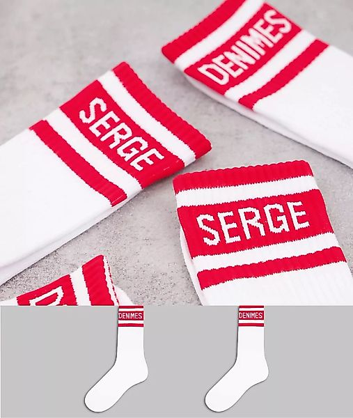 Serge DeNimes – Socken mit Logo in Weiß im 2er-Pack günstig online kaufen