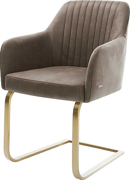 DELIFE Polsterstuhl Greg-Flex, Freischwinger flach Gold günstig online kaufen
