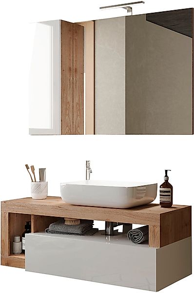 welltime Badmöbel-Set »Hamburg, Badezimmerset 2tlg. Breite 110 cm, Badmöbel günstig online kaufen