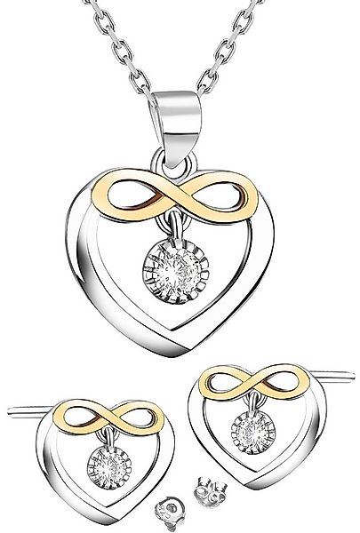 Limana Schmuckset Damen 925 Silber gold Set Herz Kette mit Ohrringe Ohrstec günstig online kaufen