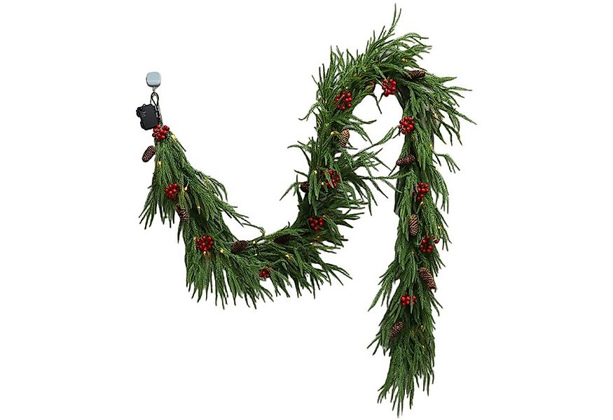 Kunstgirlande Weihnachtsgirlande mit Beleuchtung Innen Außen Grün Weihnacht günstig online kaufen