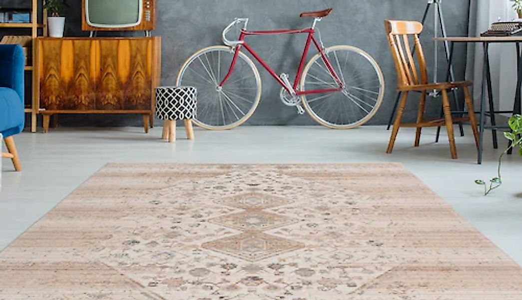 my home Teppich »Estelle«, rechteckig, 5 mm Höhe, Wohnzimmer günstig online kaufen