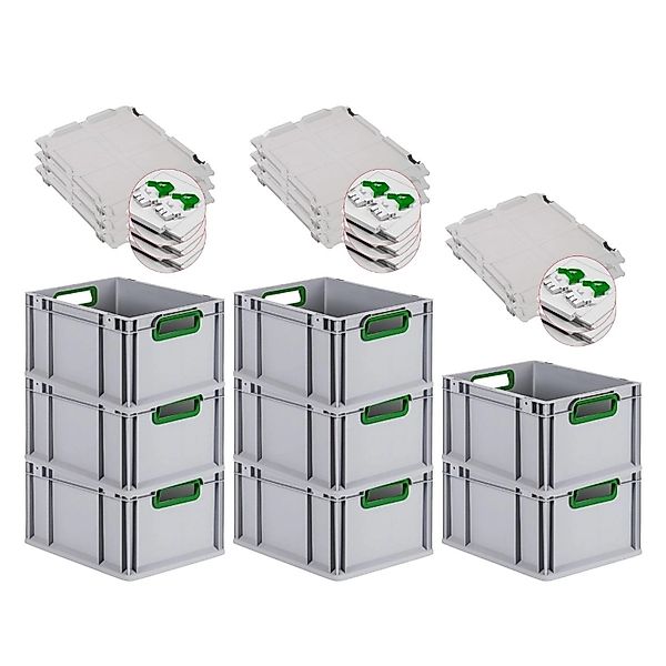 PROREGAL Spar Set 8x Eurobox Nextgen Color Mit Scharnierdeckel & Schiebesch günstig online kaufen