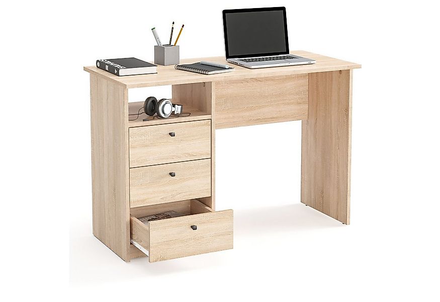 KOMTO Schreibtisch Oslo 110 H Griffe Computertisch Klein Arbeitstisch mit S günstig online kaufen