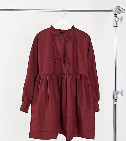 ASOS DESIGN Tall – Mini-Hängerkleid aus Baumwoll-Popeline mit Biesendetails günstig online kaufen