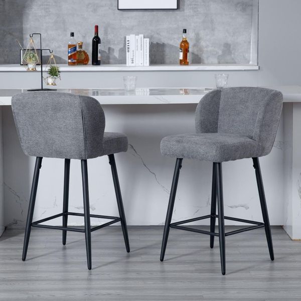 CHAIRUS Barhocker 2er Set Küchenbarhocker, Leinen/Kunstfell, günstig online kaufen