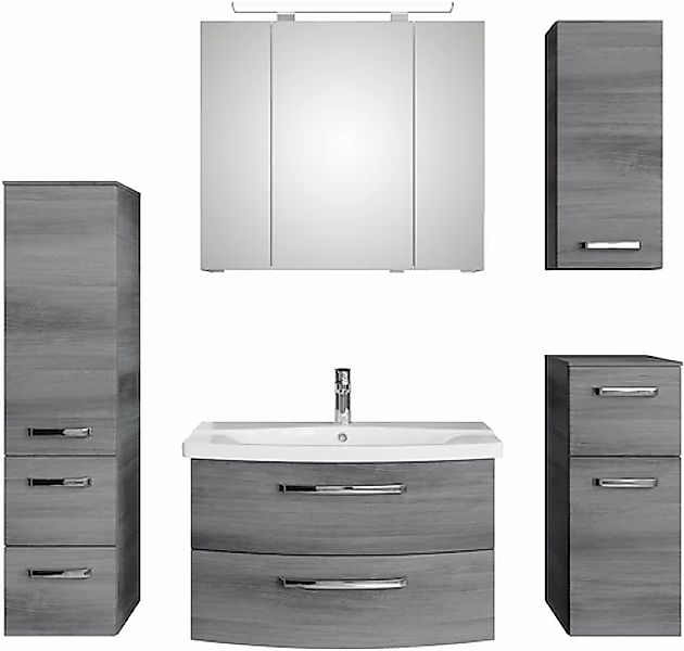 Saphir Badmöbel-Set »Serie 4010 5-teilig Keramik-Waschtisch mit LED-Spiegel günstig online kaufen