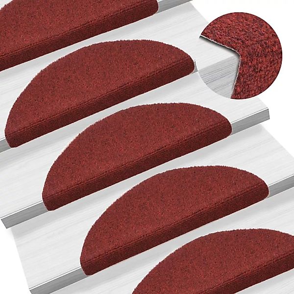 Selbstklebende Treppenmatten 10 Stk. Rot 56x17x3 Cm Nadelvlies günstig online kaufen