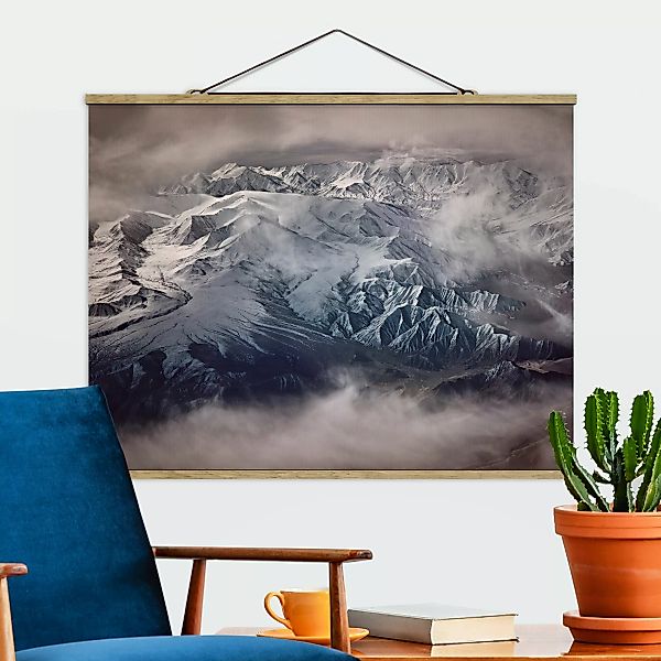 Stoffbild Berge mit Posterleisten - Querformat Berge von Tibet günstig online kaufen