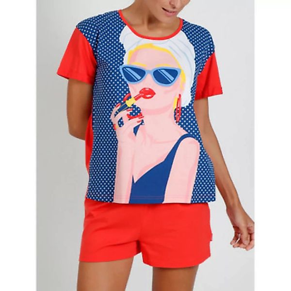 Admas  Pyjamas/ Nachthemden Pyjama-Shorts T-shirt Lady In Red Santoro rot günstig online kaufen