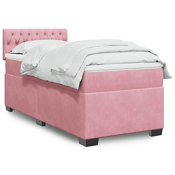 vidaXL Boxspringbett, Boxspringbett mit Matratze Rosa 100x200 cm Samt günstig online kaufen