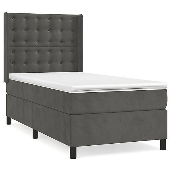 vidaXL Boxspringbett mit Matratze Dunkelgrau 90x200 cm Samt1378761 günstig online kaufen