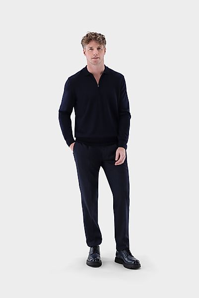 Poloshirt Langarm mit Reißverschluss aus merzerisierte Wolle günstig online kaufen