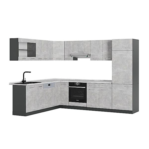 Vicco Winkelküche R-Line, Beton/Anthrazit, 227 x günstig online kaufen