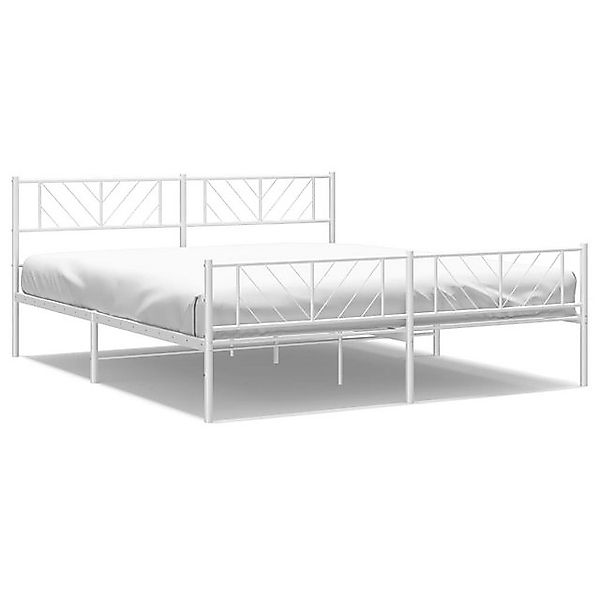 vidaXL Bettgestell, Bettrahmen mit Kopf- und Fußteil Metall Weiß 193x203 cm günstig online kaufen