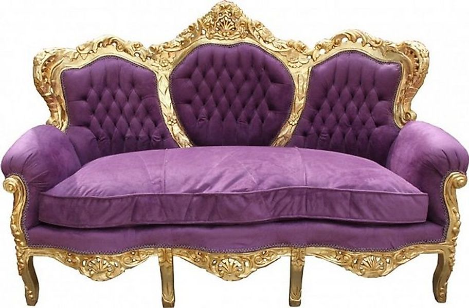 Casa Padrino Sofa Barock Sofa King Lila / Gold - Möbel Lounge Couch günstig online kaufen