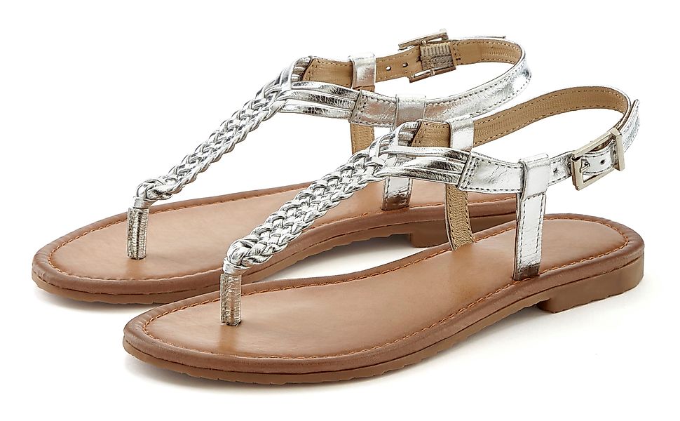 Vivance Zehentrenner, Sandalette, Sommerschuh,Sandale aus Leder mit Flecht- günstig online kaufen