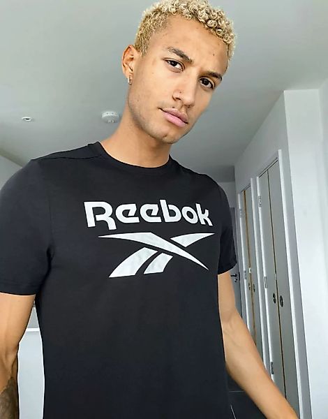 Reebok – Training – T-Shirt mit Print in Schwarz günstig online kaufen