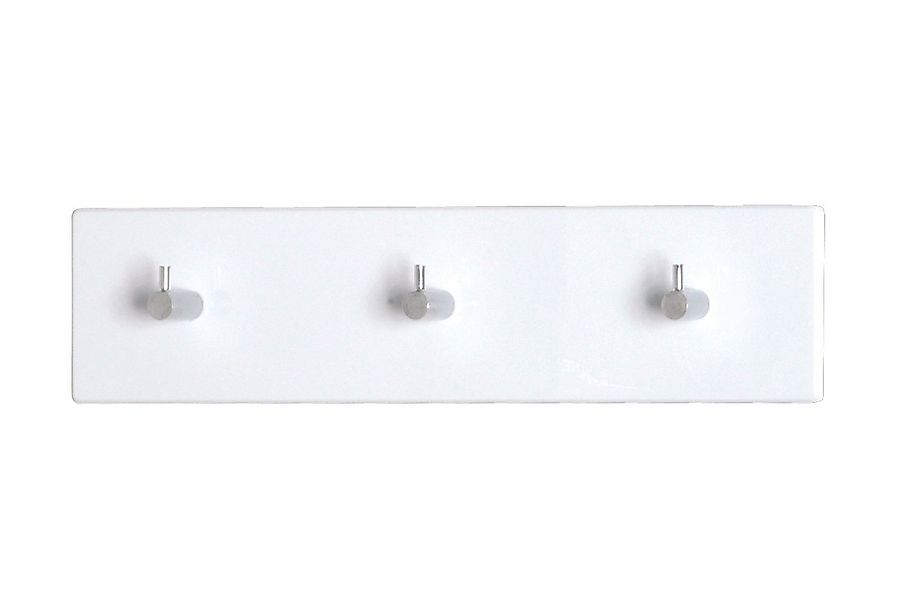 Garderobenleiste B 34 cm, Weiß Hochglanz, Chromfarben, mit 3 Haken günstig online kaufen