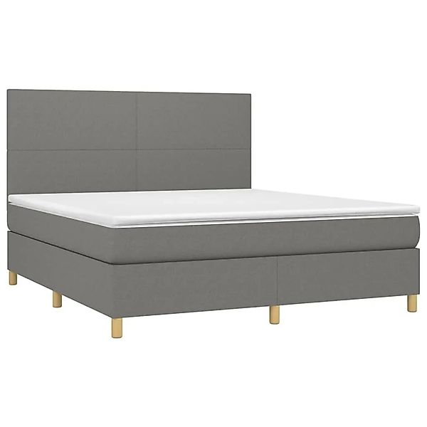 vidaXL Boxspringbett mit Matratze & LED Dunkelgrau 160x200 cm Stoff 3135286 günstig online kaufen