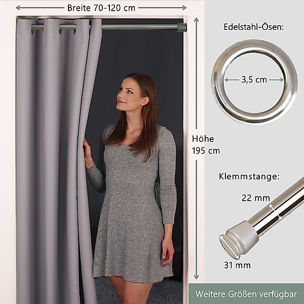 tinycurtains Türvorhang mit Stange silber 70-120 günstig online kaufen