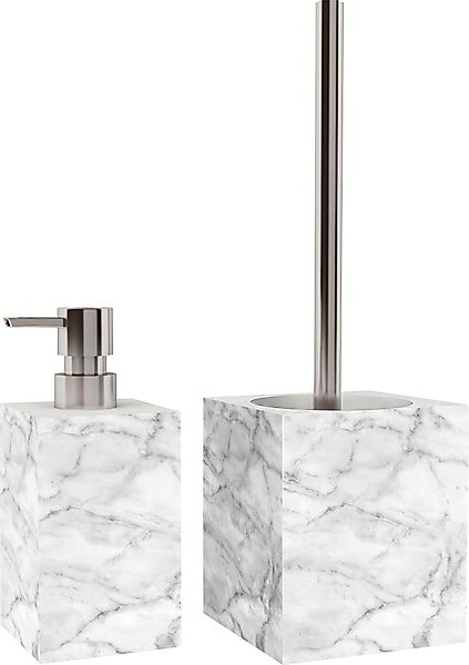 Sanilo Badezimmer Set, Seifenspender und WC Bürste Marmor günstig online kaufen